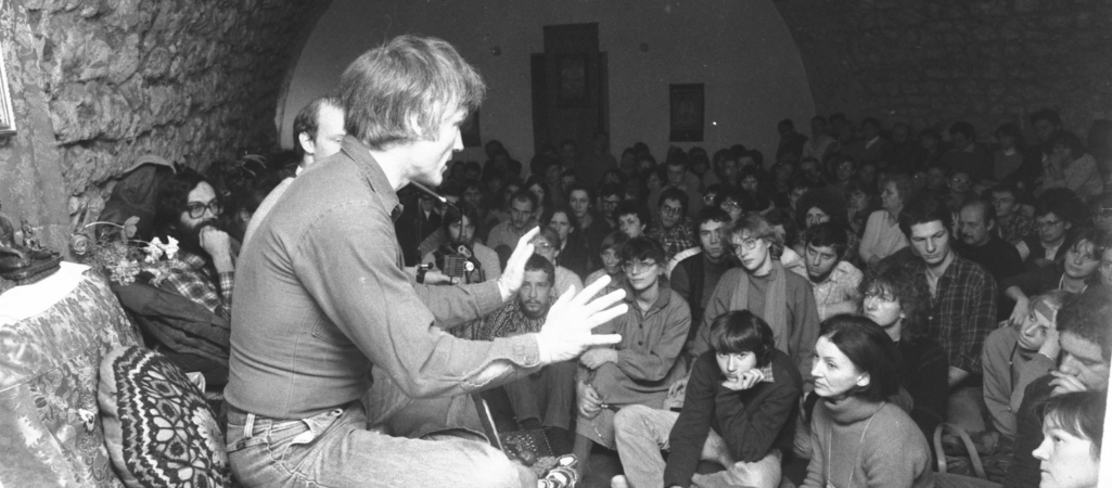 Słynny duński lama Ole Nydahl z wizytą w Polsce w grudniu 1983 r. fot. Tadeusz Maciej Sochor / PAP