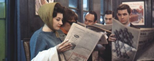 Pasażerowie nowojorskiego metra w styczniu 1959 r.