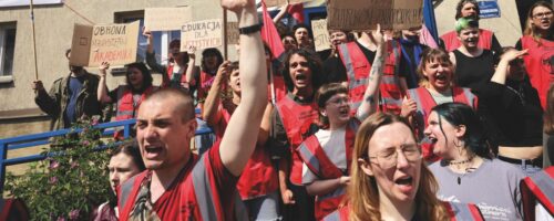 Okupacja Domu Studenckiego „Kamionka” Uniwersytetu Jagiellońskiego, 20 maja 2024 r., Kraków fot. Jakub Włodek / Agencja Wyborcza.pl