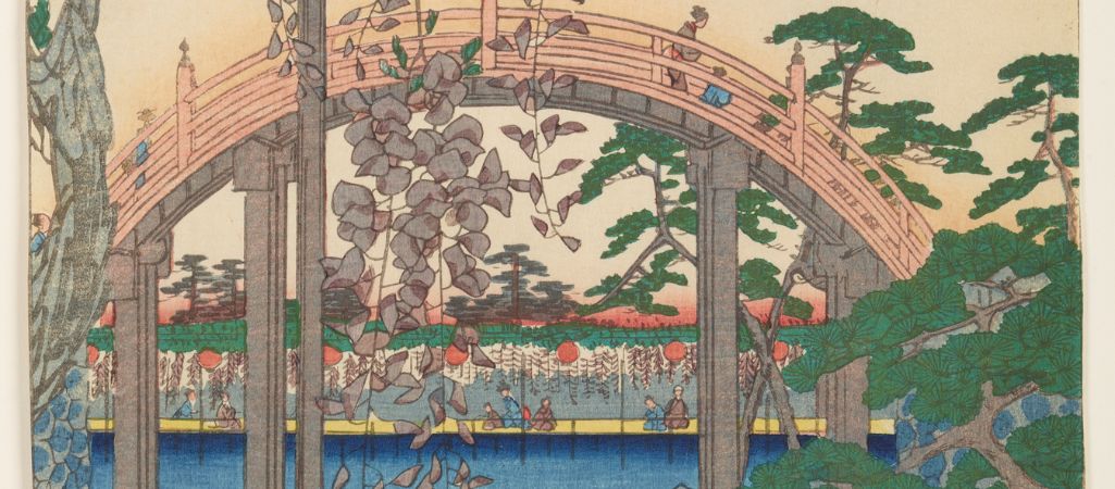 Ichiryusai Hiroshige, Glicynia przy świątyni Kameido, plansza 57 z serii: Sto słynnych widoków Edo, 1856 fot. Muzeum Narodowe w Krakowie
